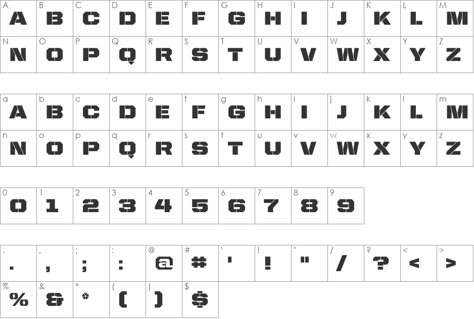 United Sans SemiExt font character map preview