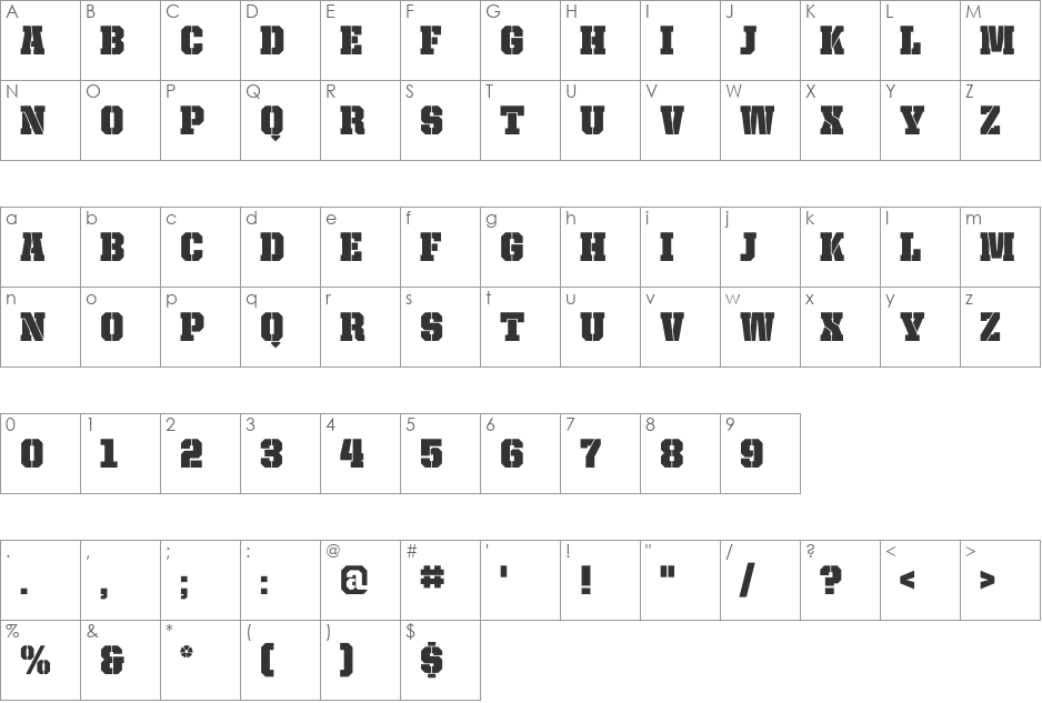 United Serif SemiCond font character map preview