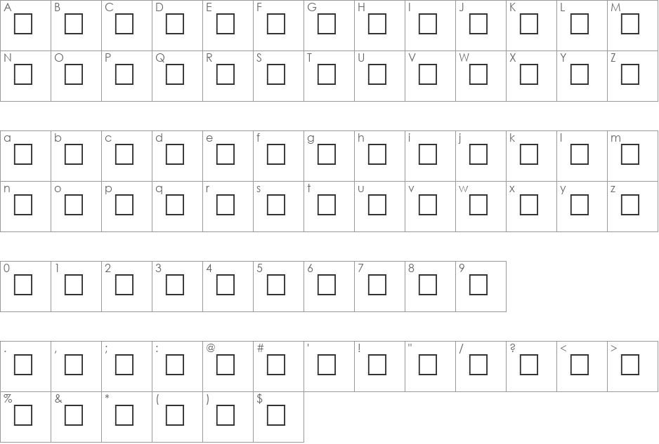 United States font character map preview