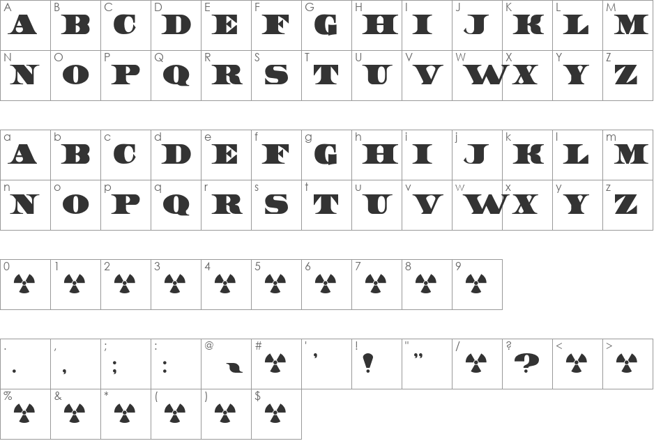 UnitedStates font character map preview