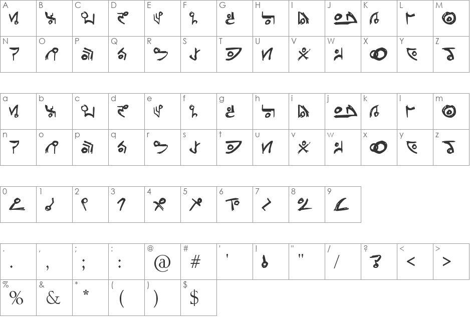 Unitology (Dead Space) font character map preview