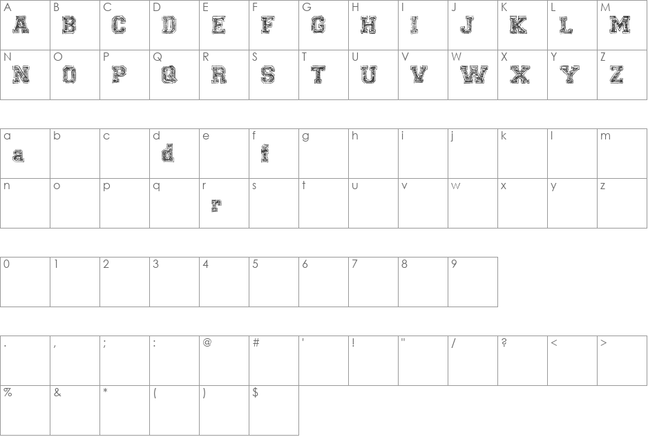 UNIVERSAL-COLLEGE-draft font character map preview