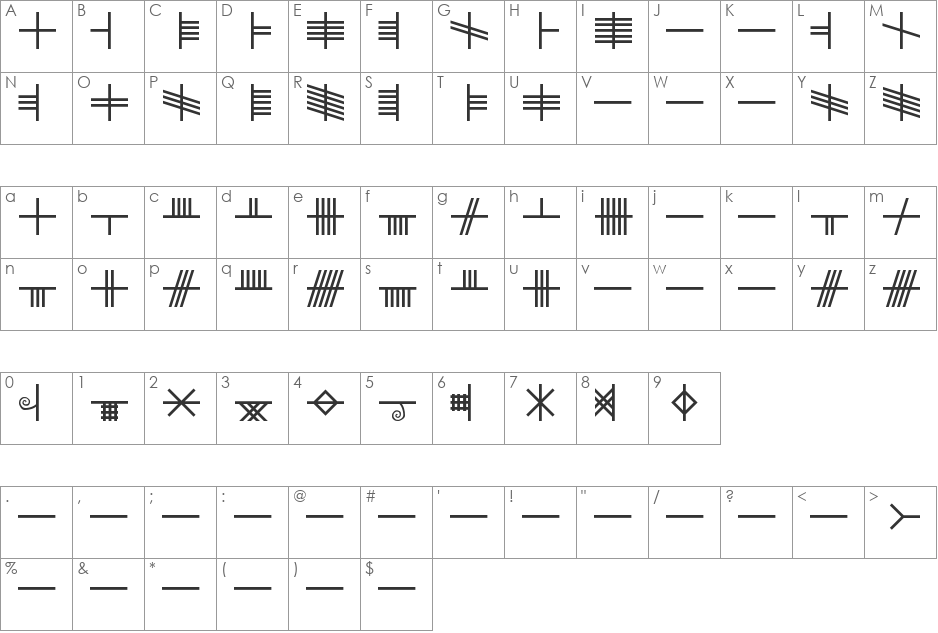 Beth-Luis-Nion font character map preview