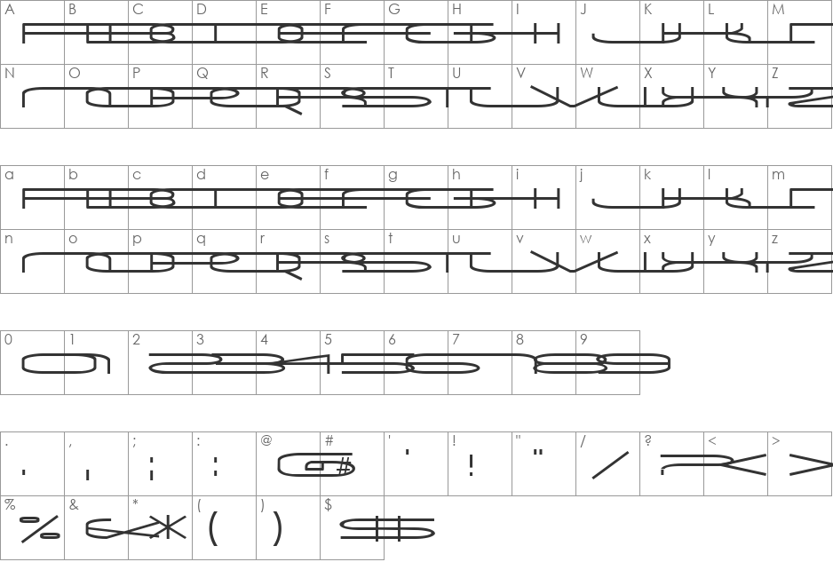 Univox font character map preview