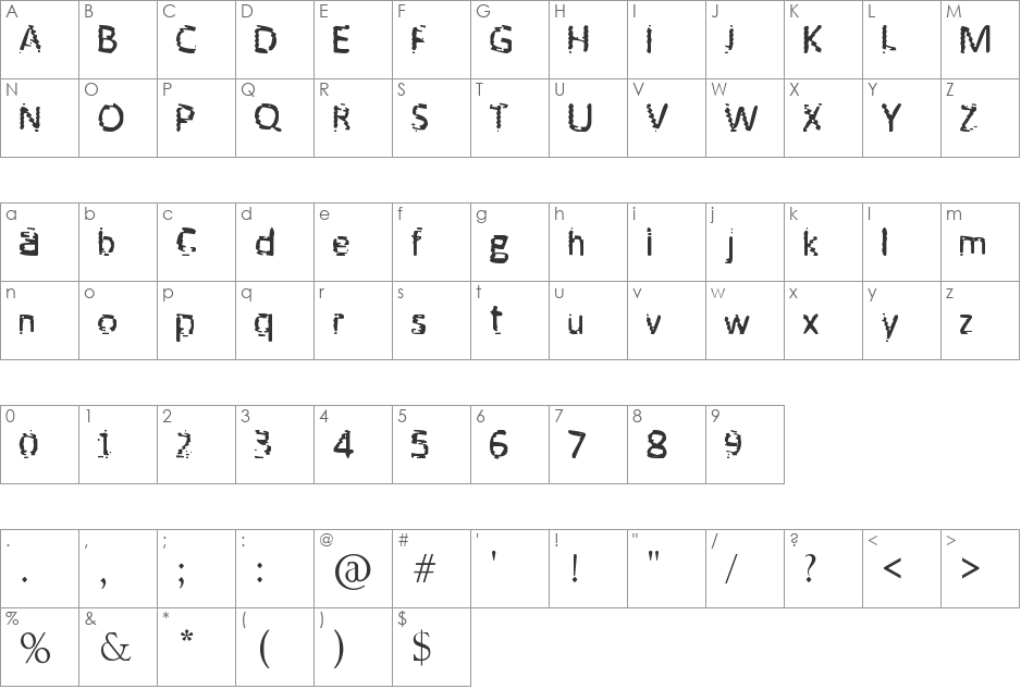 UNKNOWN font character map preview