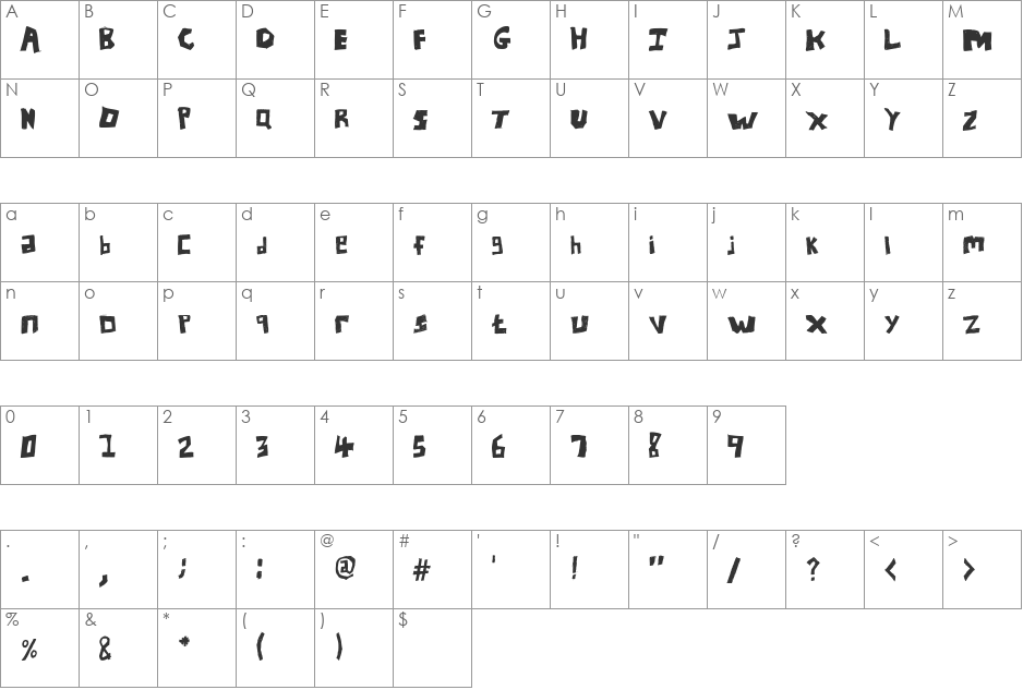 UNLtd font character map preview