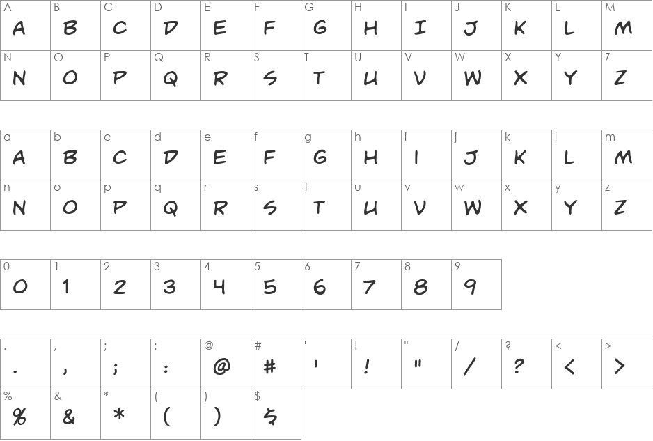 Unmasked BB font character map preview