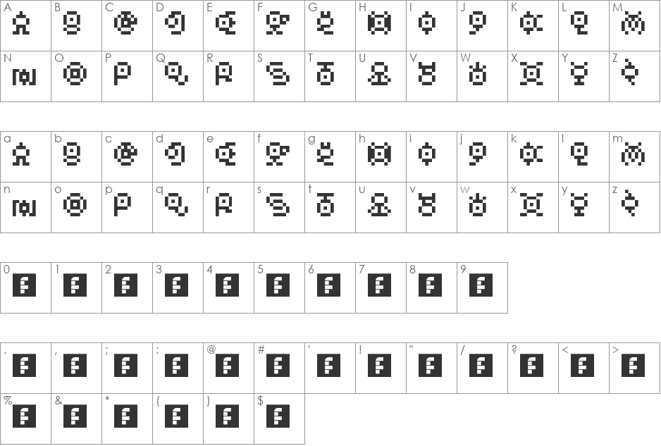 Unown GB font character map preview
