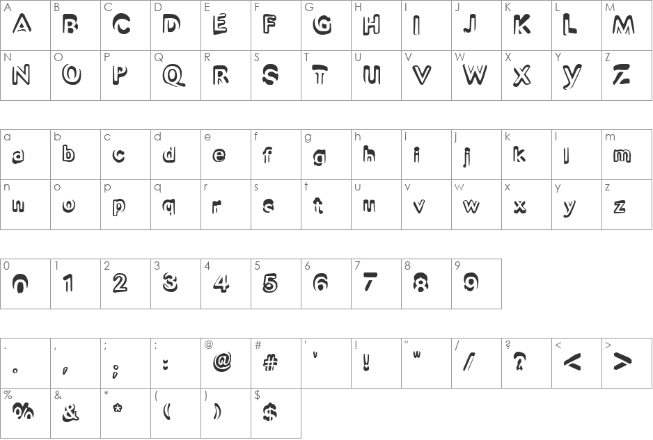 Unsight font character map preview
