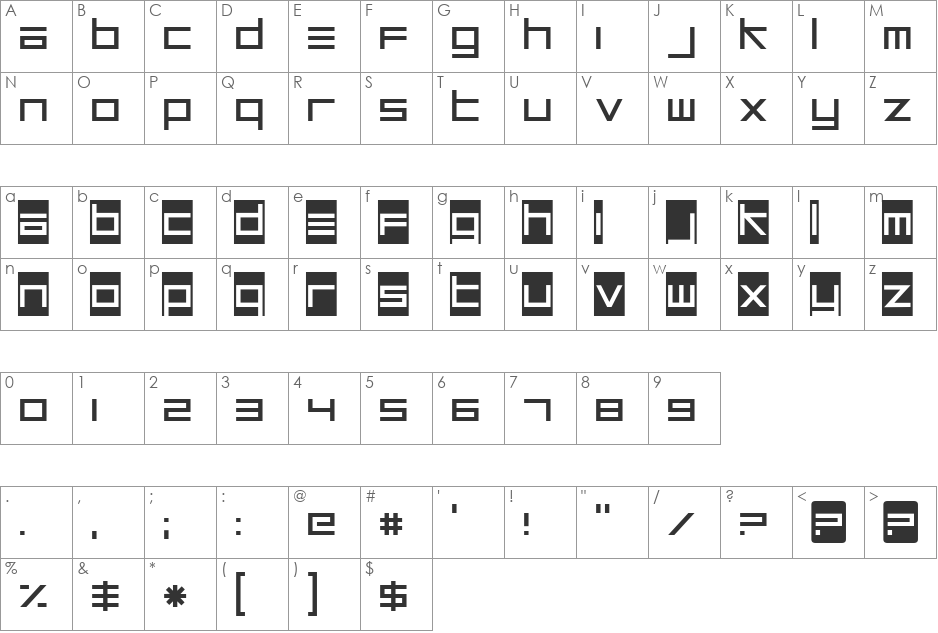 Unsteady Oversteer font character map preview
