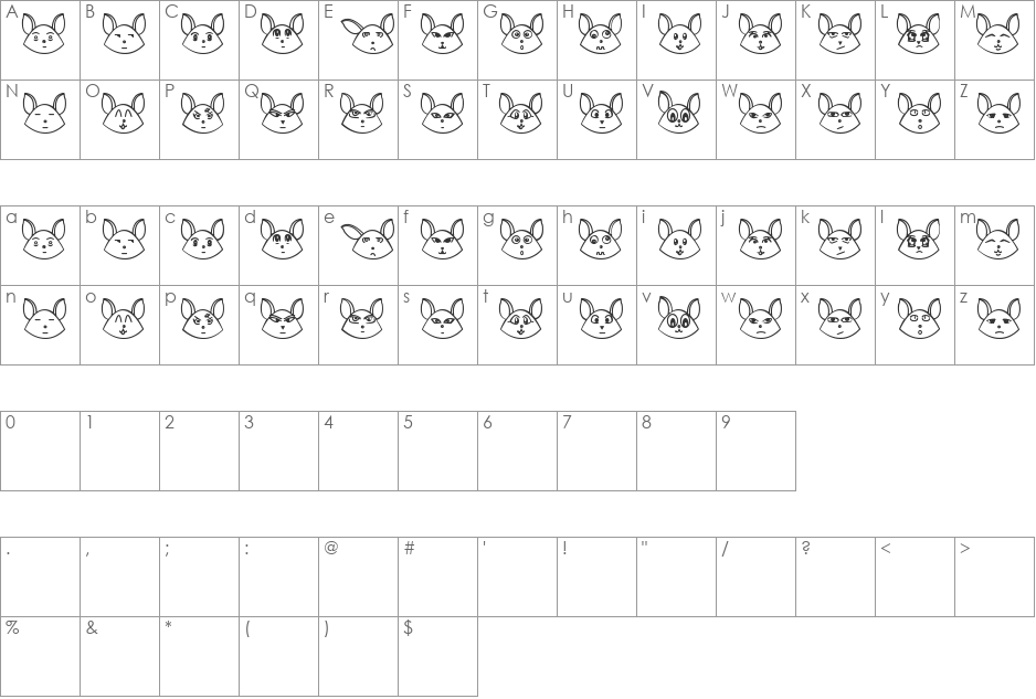 UnTaRot ST font character map preview