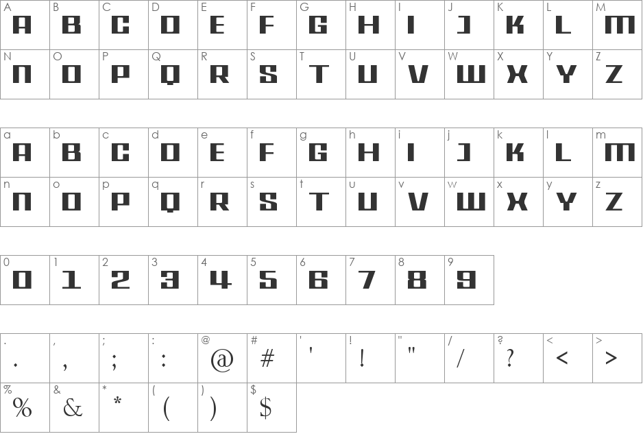 Untitle font character map preview