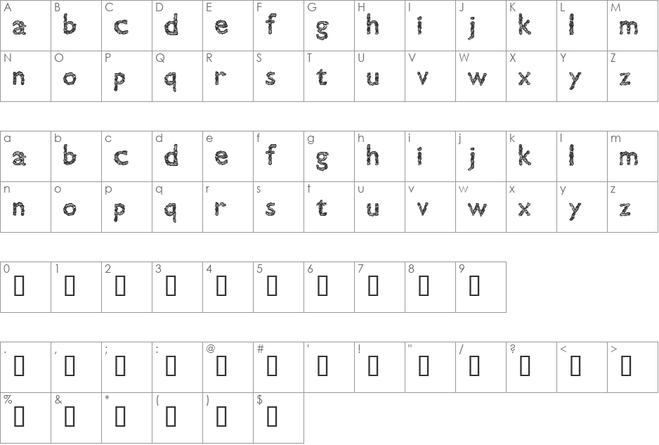 Untitled font character map preview