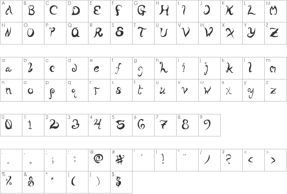 Untitled font character map preview