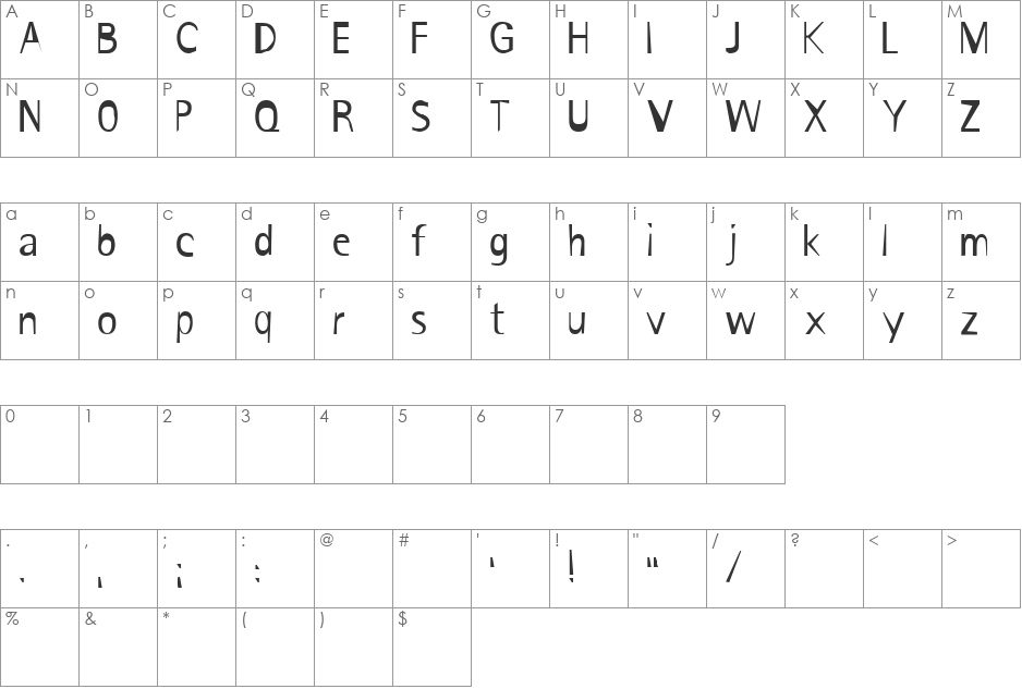 Untitled font character map preview