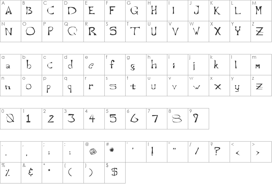 Untitled font character map preview