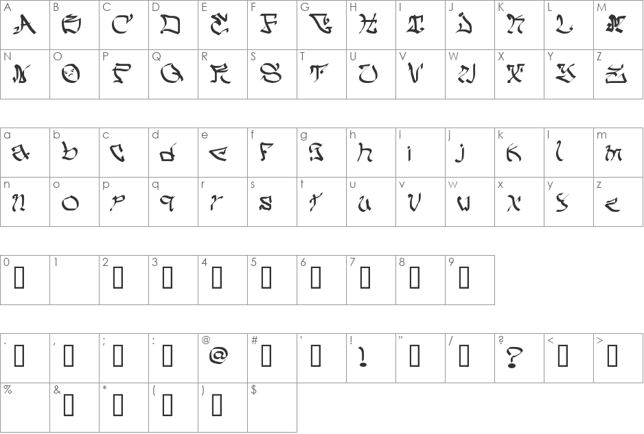 Untitled font character map preview