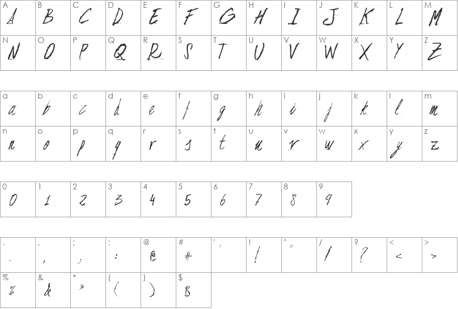 Untitled font character map preview