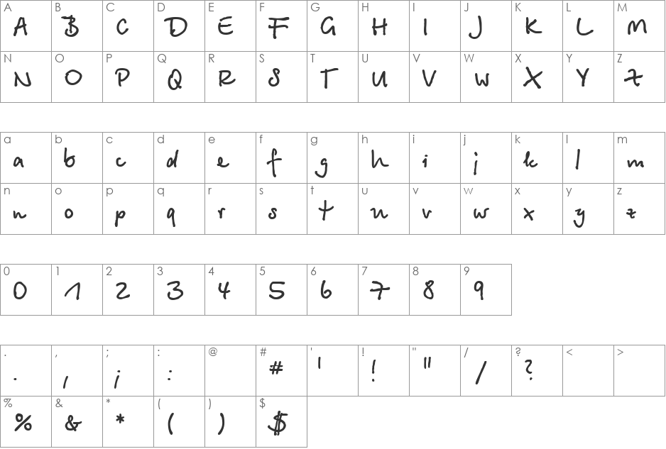 Betina font character map preview