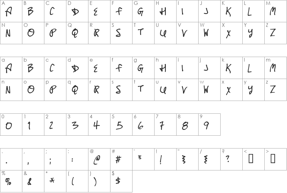 Untitled font character map preview