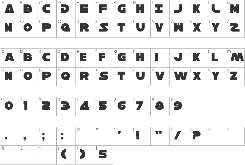 Untitled font character map preview