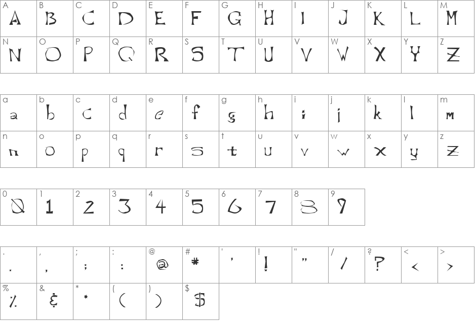 Untitled font character map preview