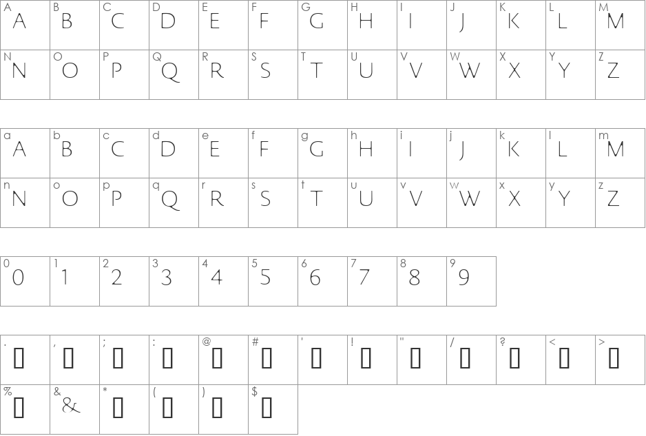 Untitled font character map preview