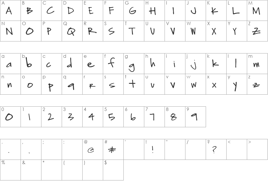 Untitled font character map preview