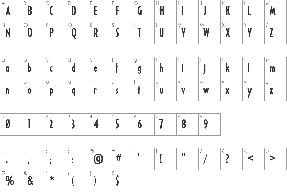 Untitled font character map preview