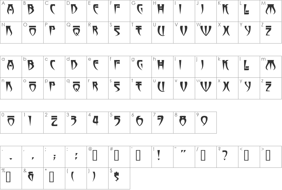 Untitled font character map preview