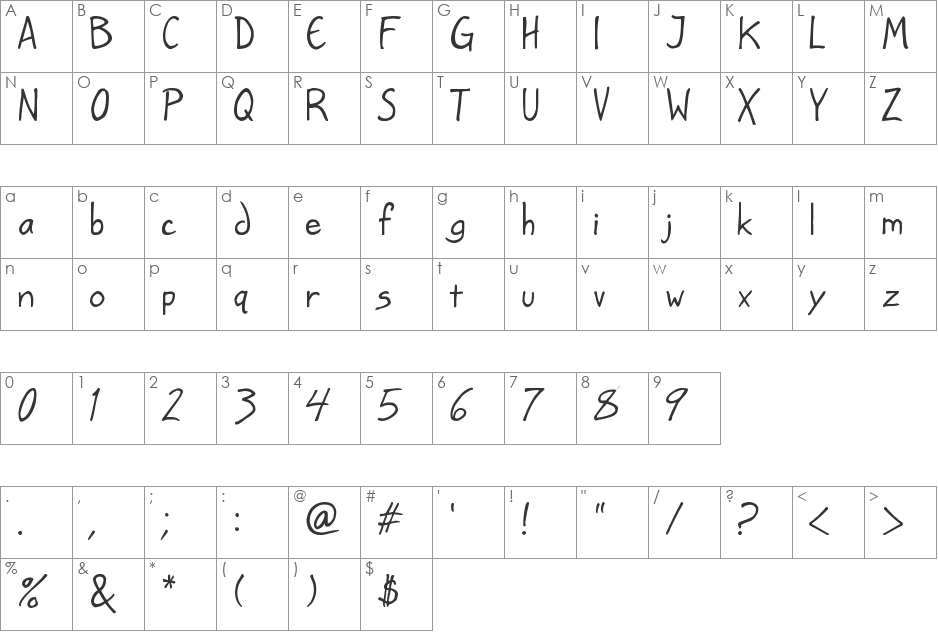 Untitled! font character map preview