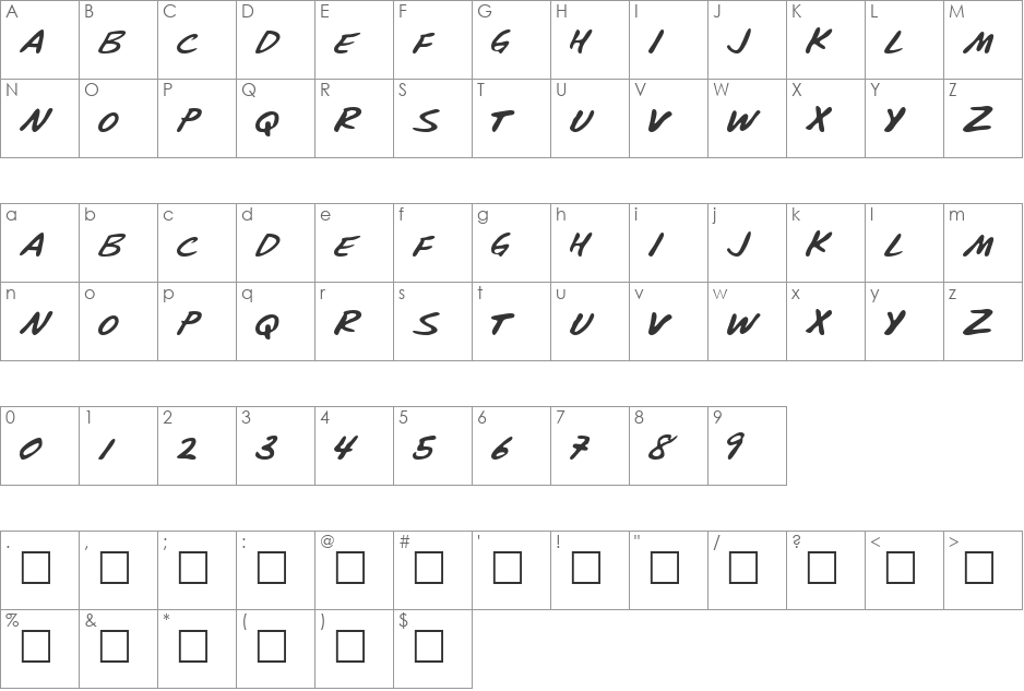 Untitled-1 font character map preview
