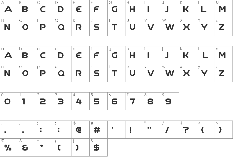 Untitled1 font character map preview