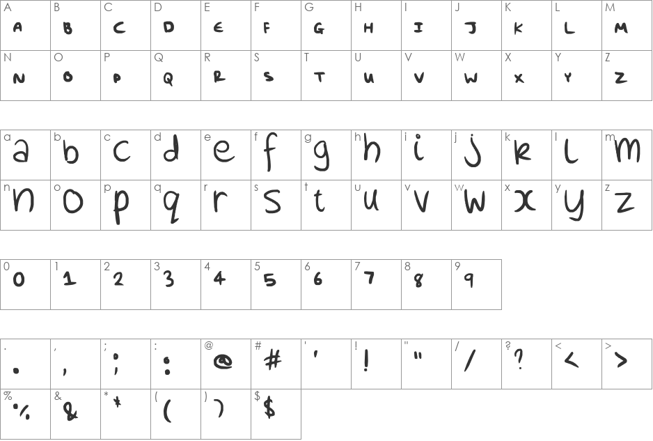 uP aND dOWN font character map preview
