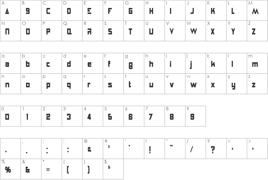 uparrows font character map preview