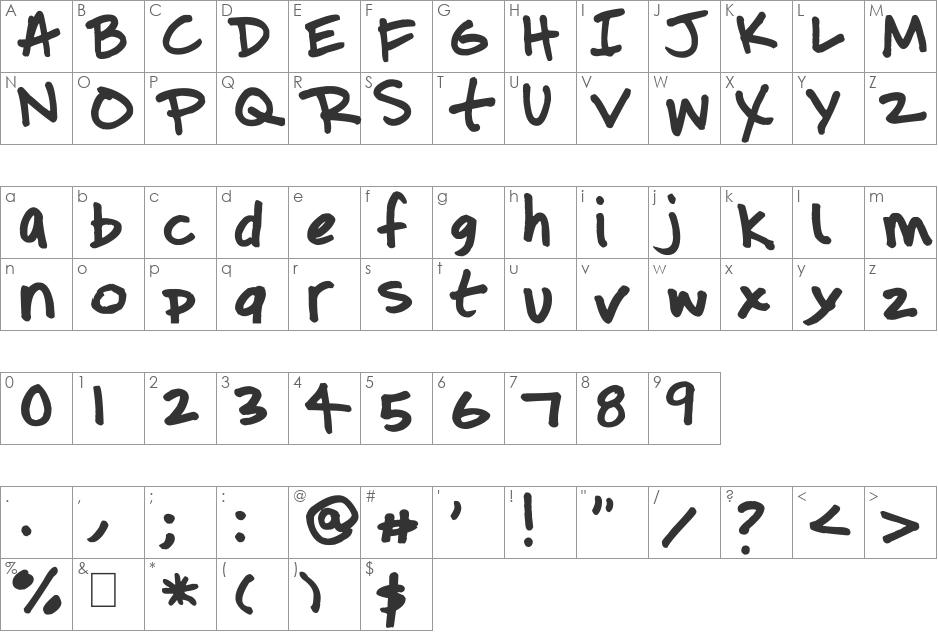 UpcycledMama font character map preview