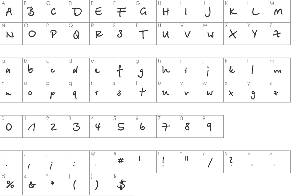 BetinaScriptCTT font character map preview