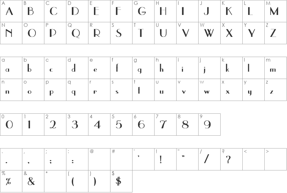 UppEa Bold font character map preview
