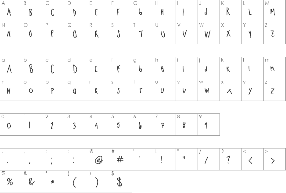 uppercase 1 font character map preview