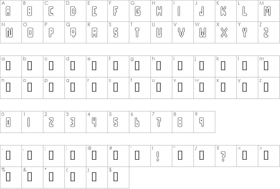 Uppity 4 font character map preview
