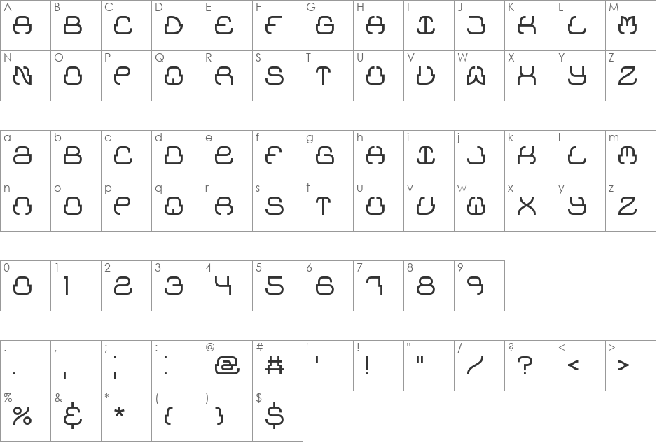 Upraise BRK font character map preview