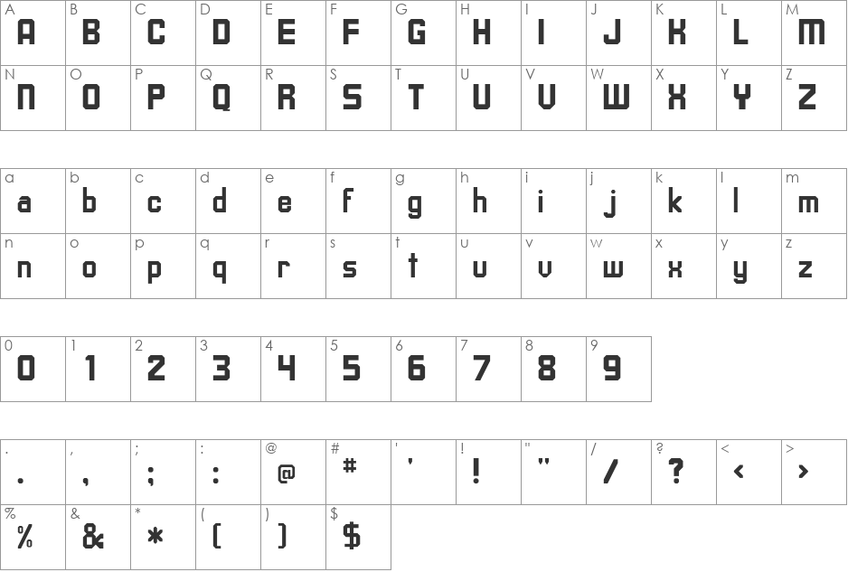 Upsilon font character map preview