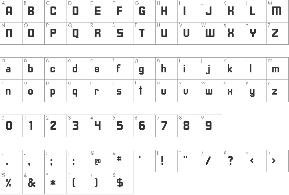 Upsilon font character map preview