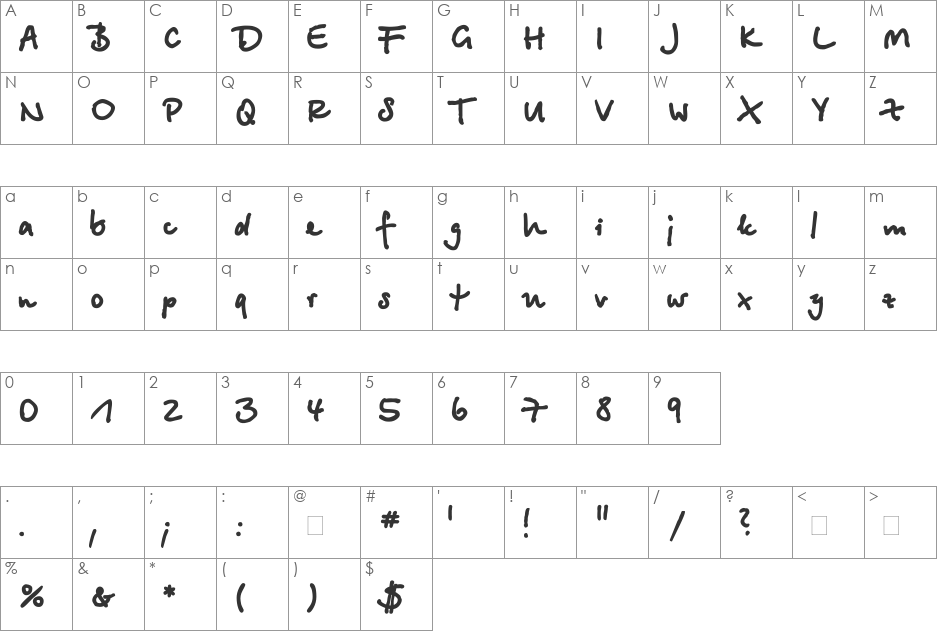 BetinaScriptXCTT font character map preview
