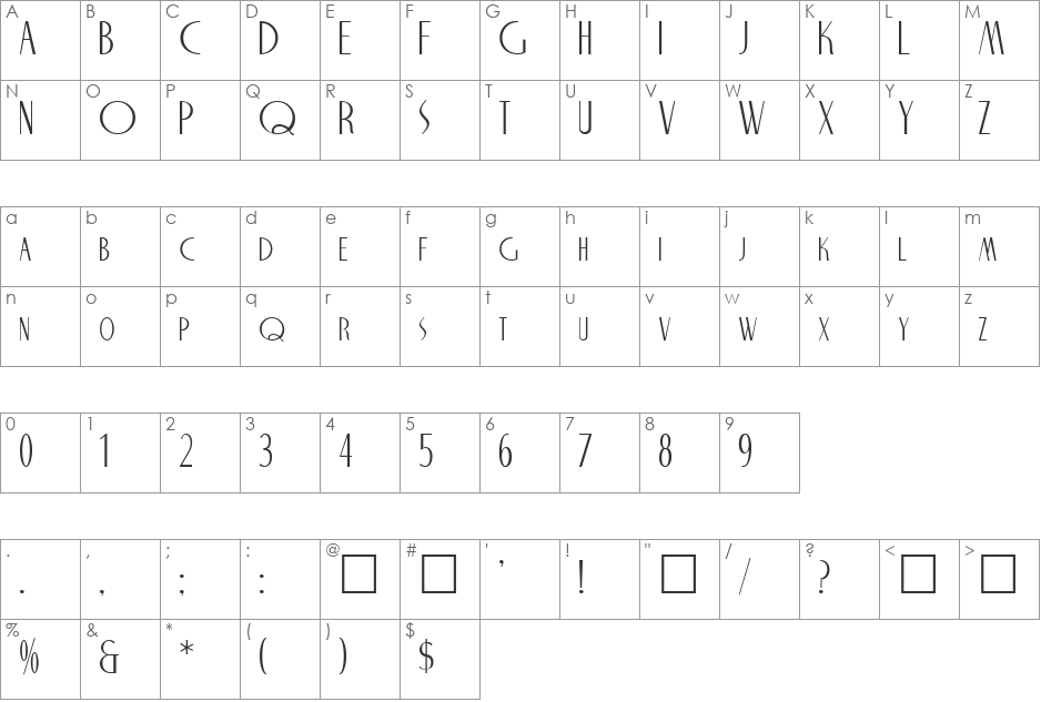 Uptown Diner font character map preview