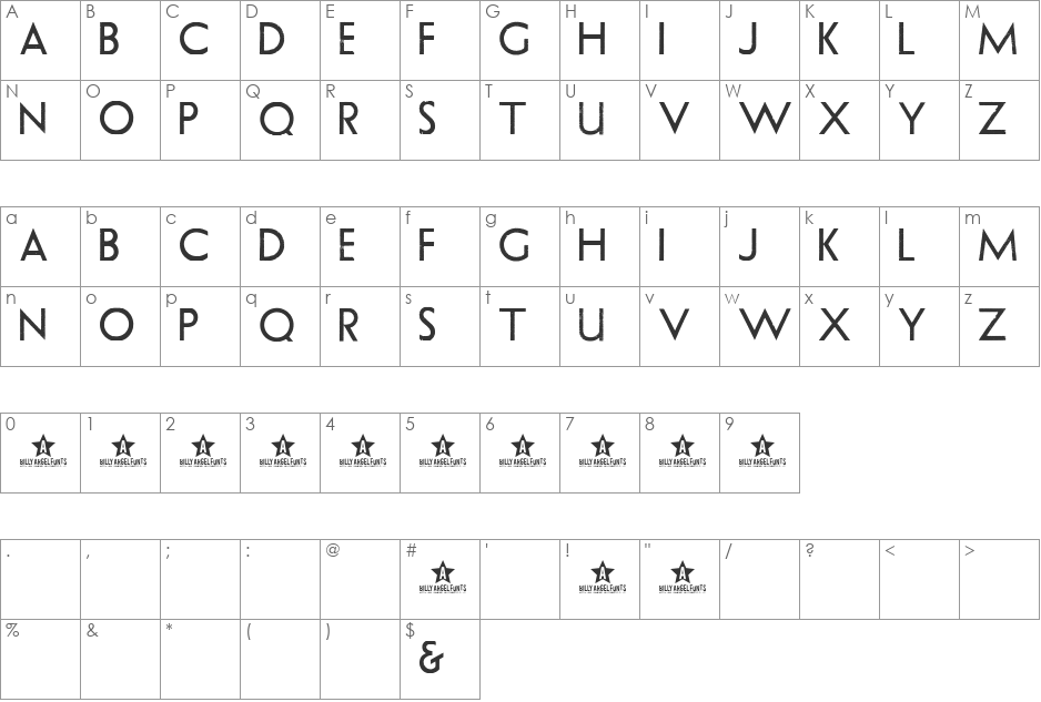 URANIUM MAFIA font character map preview