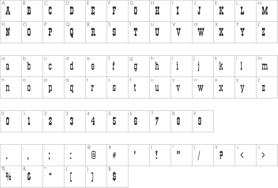 Beton Cyr font character map preview