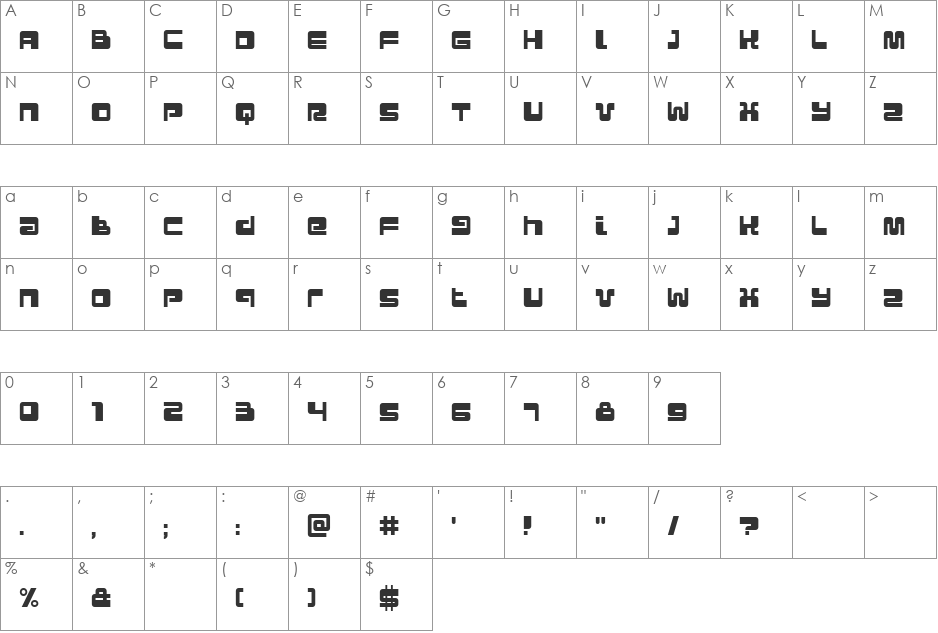 Urban font character map preview