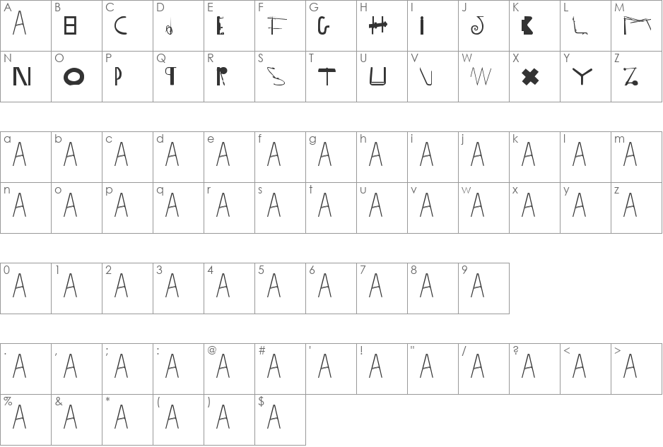 Urban font character map preview