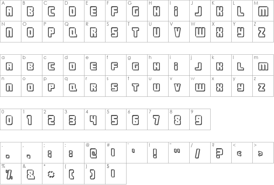 Urban Constructed font character map preview